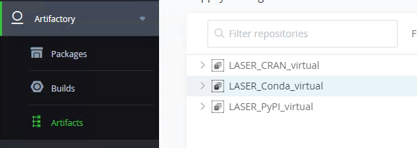 In left hand menu click Artifactory --> Artifacts